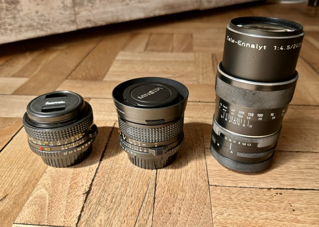 Minolta analog Kamera X-500 + 4 Objektive + Zubehör